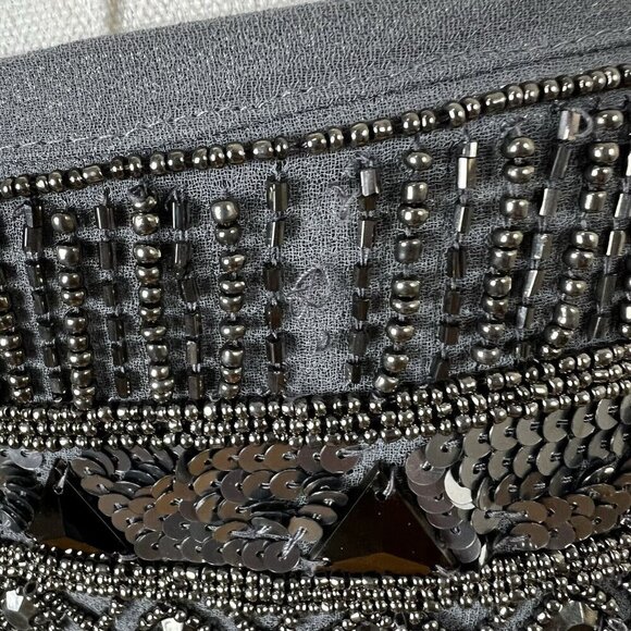 Yumi Kim Mini Skirt Ana Gray Black Beaded Sequin Size Small FLAWS - Picture 2 of 13
